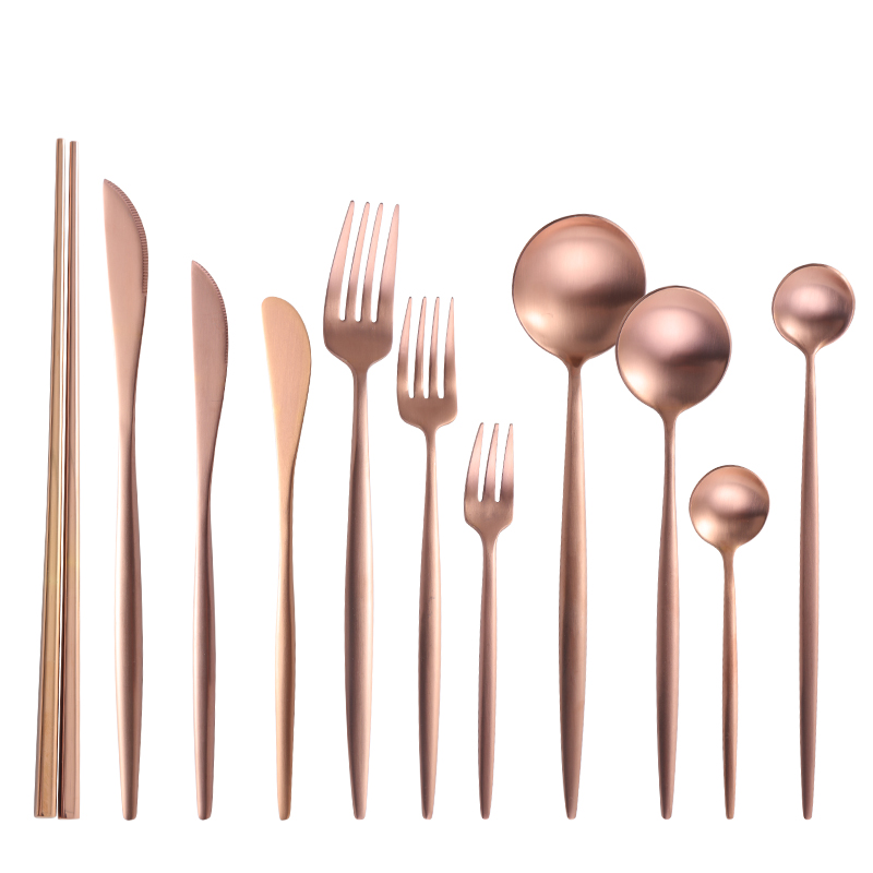 rose gold cutlery copper cutlery set
