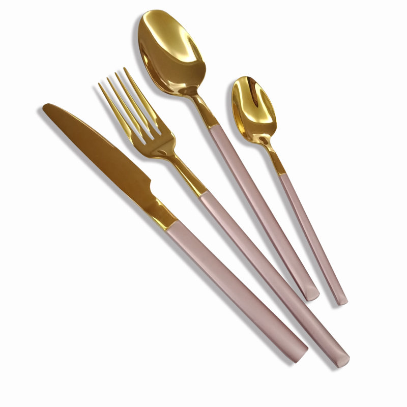 shinny polish gold cutlery set 